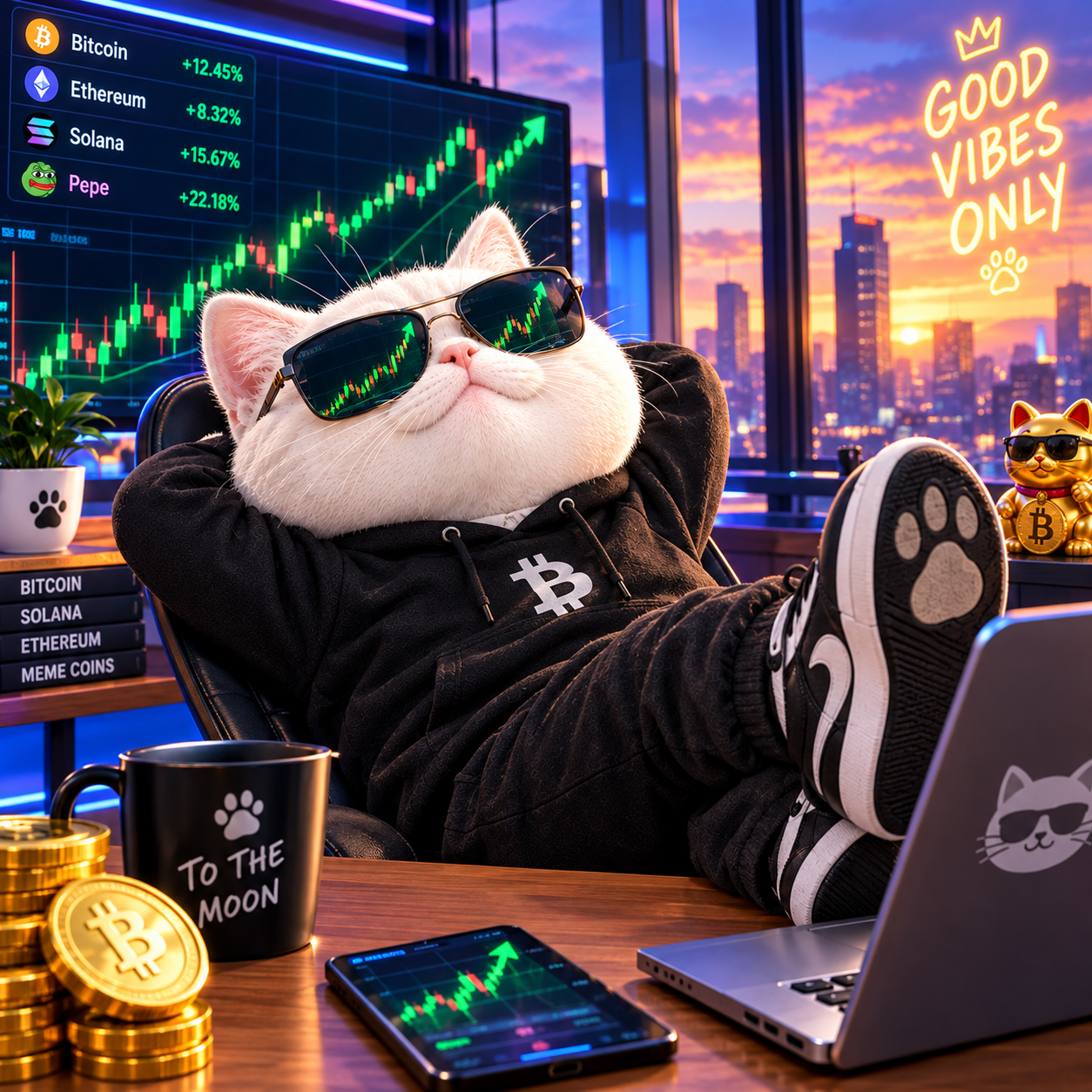 StockCat at casino table with wine and cigarette